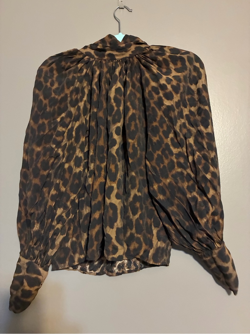 H&M Brown Leopard Print Long Sleeve Blouse
